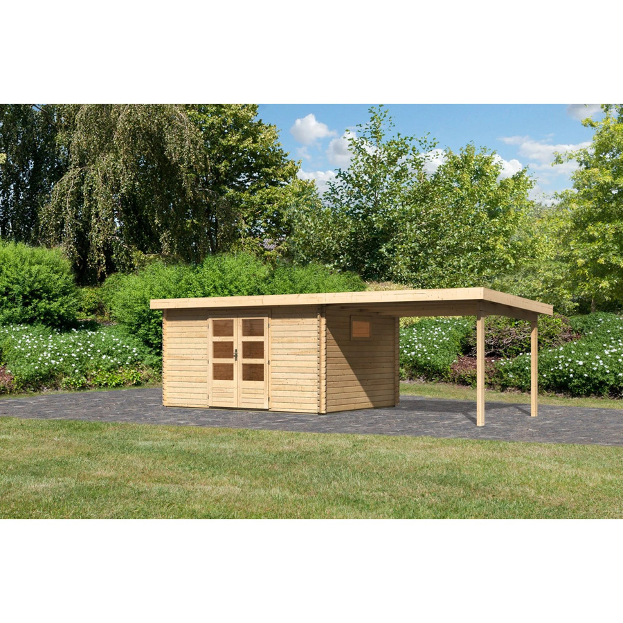 Karibu Holz-Gartenhaus Jeebel 5 in Natur mit Pultdach und modernem Design, B/T: 372 x 282 cm - Bild 2