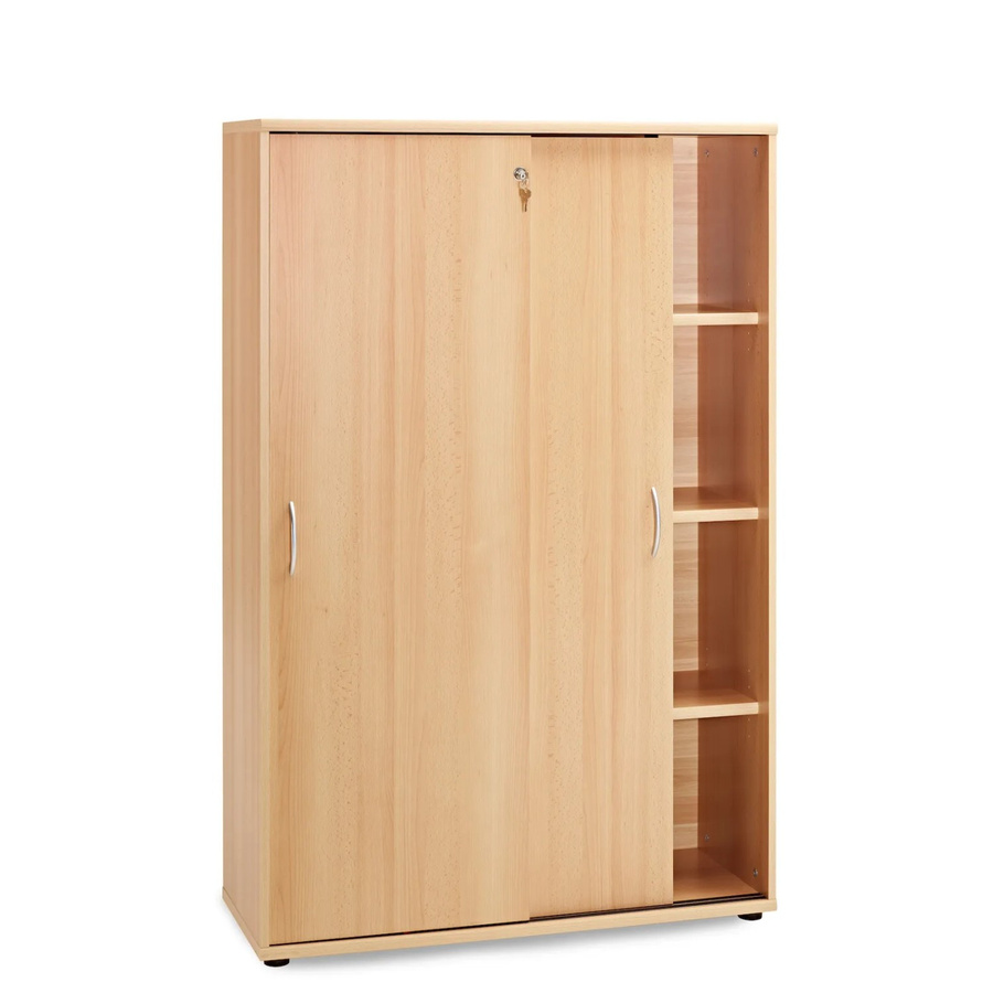 PROREGAL Schiebetürenschrank Lion Large in Buche mit verstellbaren Regalböden, H x B x T: 153 x 100 x 40 cm - Bild 2