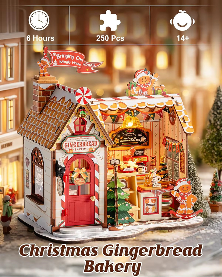 Rolife Weihnachts-Lebkuchenhaus, Miniaturhaus-Set, 250-teiliges Set, ab 14 Jahren - Bild 2