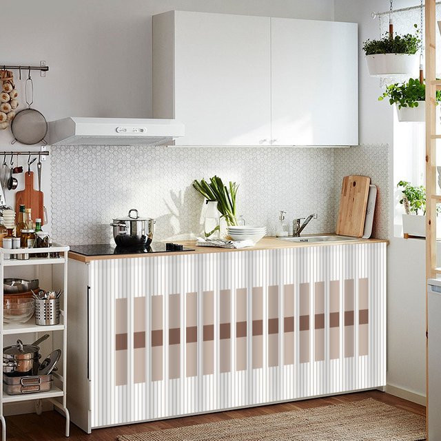 VIKAMA Minimalistischer geometrischer Klettverschluss-Vorhang für Küchenspülen-Schränke, staubdichte dekorative Schrankabdeckung - Bild 1