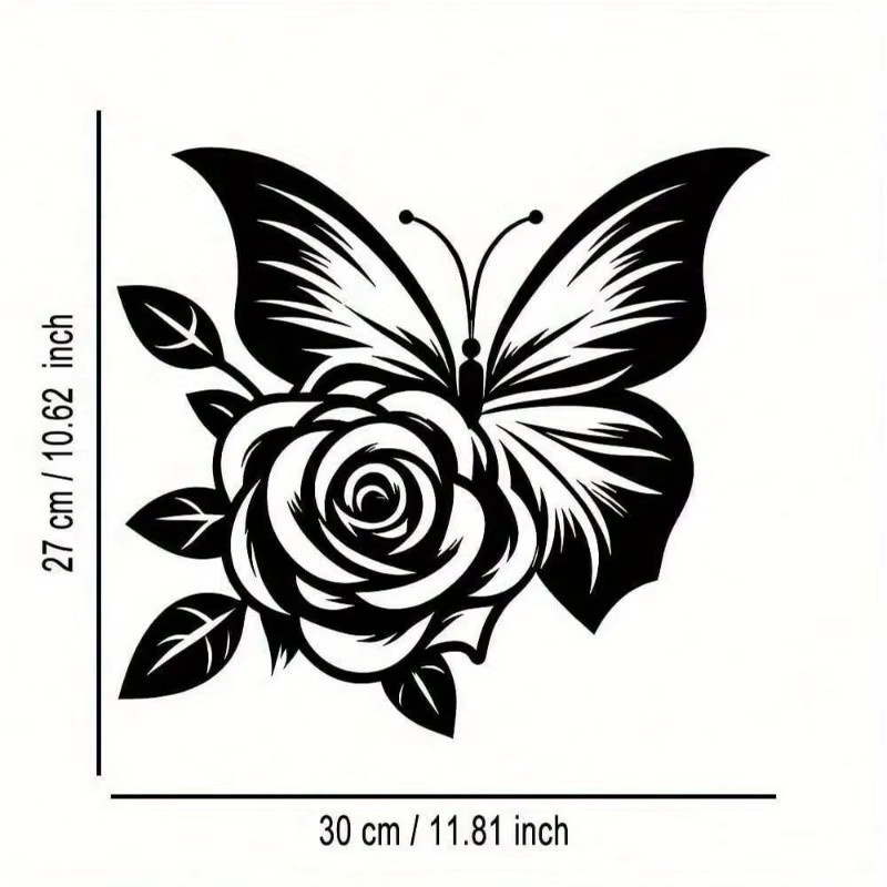 CIFBUY Wandskulptur aus Metall in Schwarz mit Schmetterlingsherz und abstrakten Motiven - Bild 2