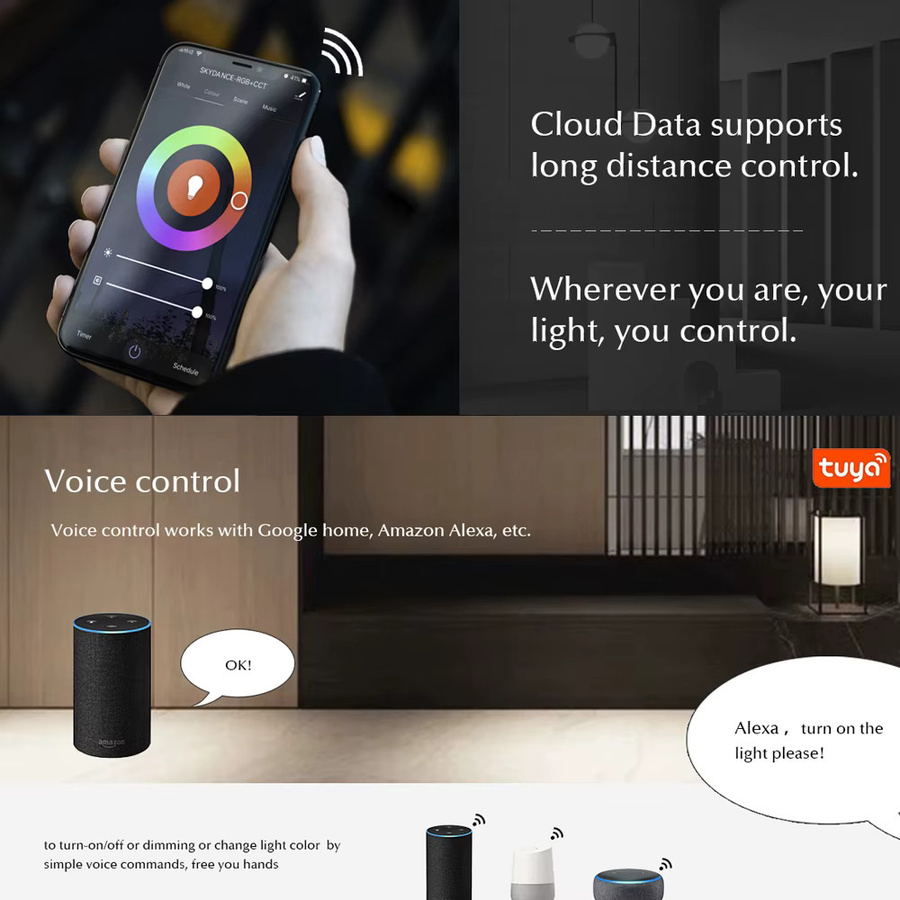 Tuya Zigbee 3.0 RGB+CCT LED Controller Dimmer RGBCW für 12V und 24V mit 4-Zonen Touch Panel und Smart Life App Kompatibilität für Alexa und Google Home - Bild 2