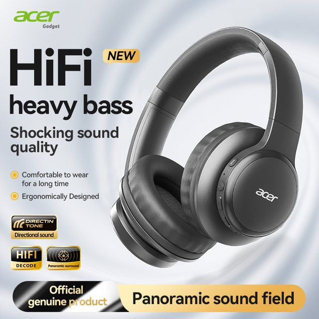 Acer Ohr559 Kabellose Over-Ear-Bluetooth-Kopfhörer in Schwarz mit High-Fidelity-Stereo-Sound und Anrufgeräuschunterdrückung - Bild 1
