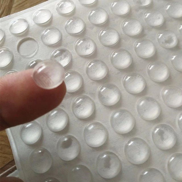 100 Stück selbstklebende Silikon-Türstopper und Schrankpuffer in Transparent, Durchmesser: 8 mm, Höhe: 2,5 mm - Bild 1