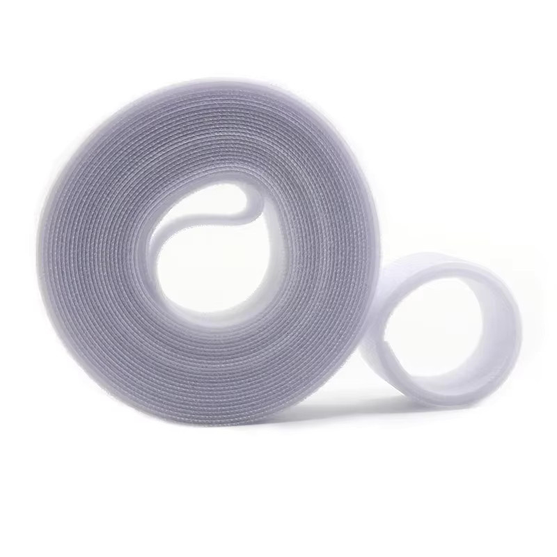 Wiederverwendbare Klettverschluss-Kabelbinder aus Nylon in Weiß, selbstklebendes Organizer-Band, Rolle 5 m, Breite: 10 mm - Bild 2