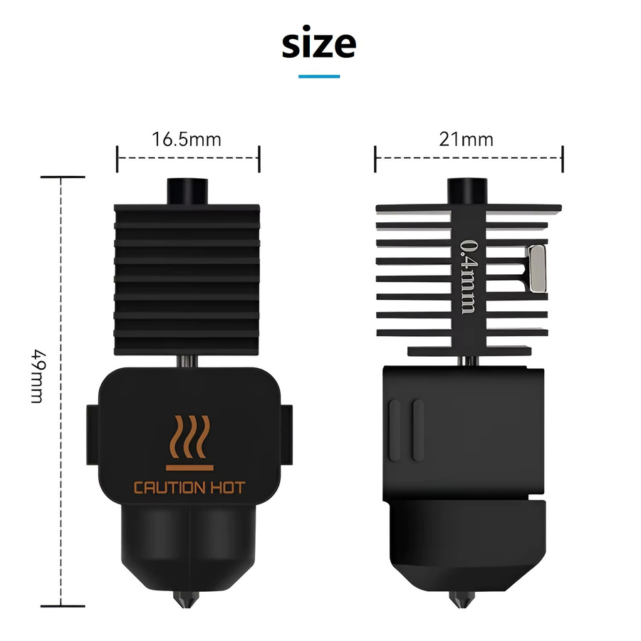 H2D Hotend-Kit für Bambu Lab A1 und A1 Mini mit gehärteten Stahldüsen in 0,2 mm, 0,4 mm, 0,6 mm und 0,8 mm für FDM 3D-Drucker in Schwarz - Bild 5