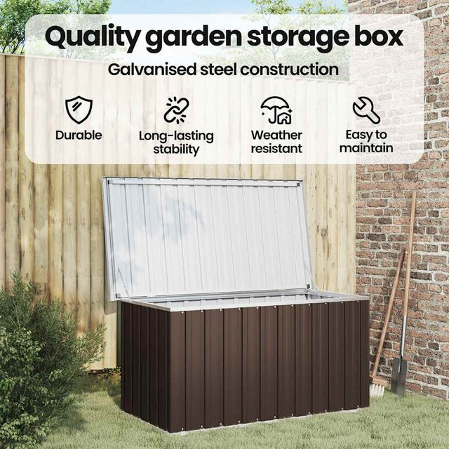 vidaXL Gartenbox aus verzinktem Stahl und Kunststoff, Braun, B/T/H: 129 x 67 x 65 cm - Bild 2
