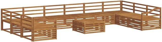 vidaXL Sofagarnitur aus Akazie Massivholz in Natur Braun, 11-teiliges Set in U-Form mit Tisch und Latten-Design - Bild 1