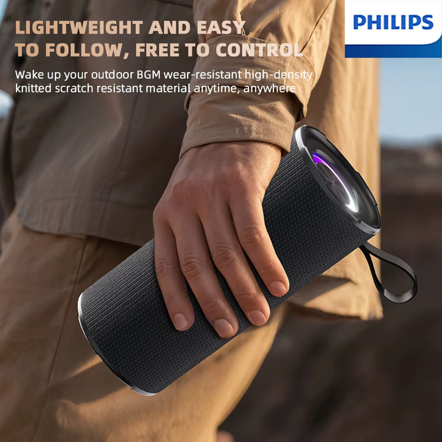 Philips TAS3150 Kabelloser tragbarer Lautsprecher für den Außenbereich, Schwarz, Wasserdicht mit 3600 mAh Akku und Subwoofer - Bild 1