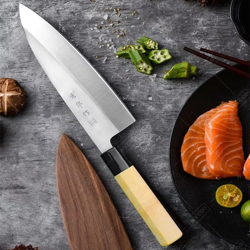 WXCOO Professionelles Japanisches Kochmesser für Sushi und Sashimi in Silber mit Holzgriff - Bild 1
