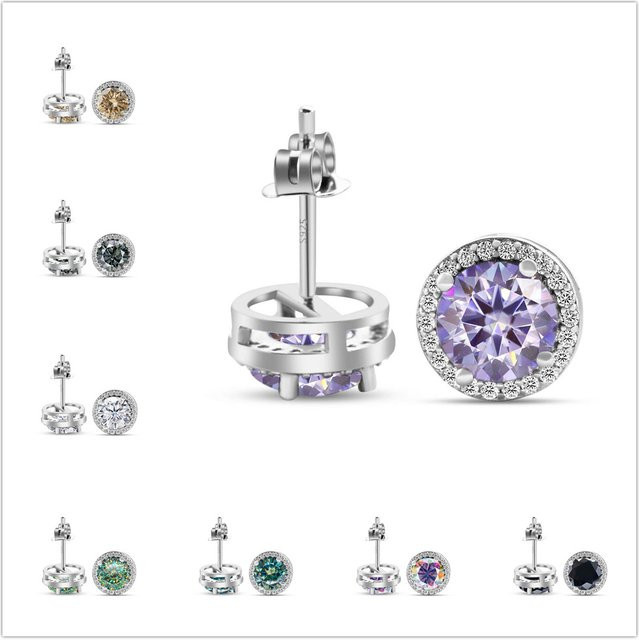 BIJOX STORY Ohrstecker Silber, Moissanit, Diamant, Damen - Bild 1