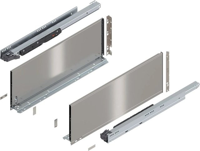 Blum Legrabox Pure Set Schubladenauszug Tip-On Vollauszug Inox Silber, 1 Paar, Auszugslänge: 650 mm, Tragkraft: 70 kg - Bild 1