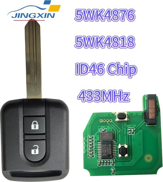 QCONTROL Smart Remote Auto Schlüsselanhänger mit 2 Tasten, 433 MHz und ID46 Chip für Nissan Elgrand, X-TRAIL, Qashqai, Navara, Micra, Note, NV200, Schwarz - Bild 1