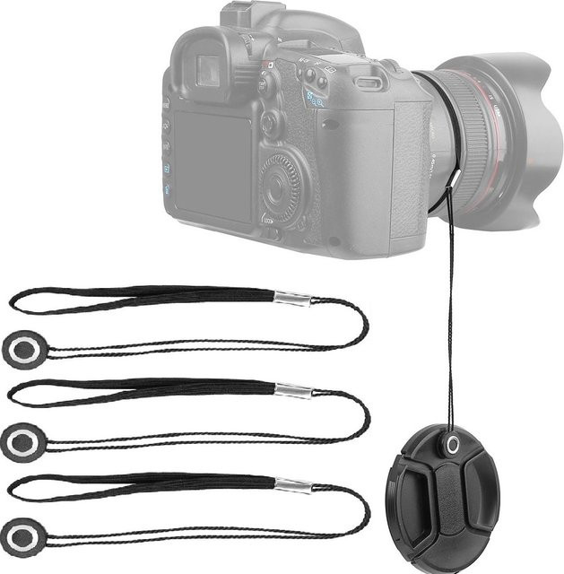 Canon 3er-Pack Objektivdeckelhalter mit Leine und Mikrofaser-Reinigungstuch in Schwarz für DSLR-Spiegelreflexkameras - Bild 1