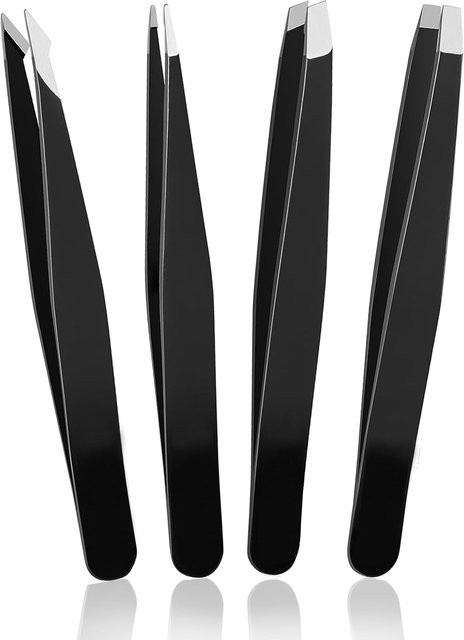 Ouriner Präzisions-Pinzette aus Edelstahl, 4-teiliges Set, Unisex, glänzend - Bild 1