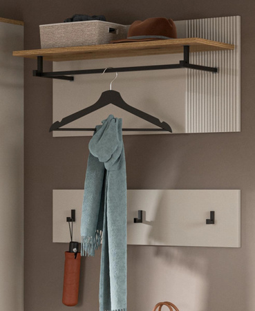 Garderobenpaneel Set Skid von Inn.Furn in Kaschmir und Eiche, Breite: 80 cm