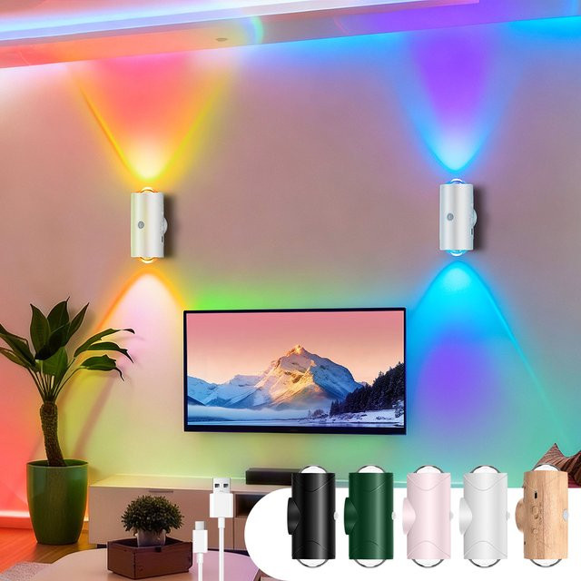 Wiederaufladbares LED-Nachtlicht mit Bewegungsmelder von aiopp, kabellose Wandleuchte in Weiß mit Up/Down-Beleuchtung für das Schlafzimmer - Bild 1