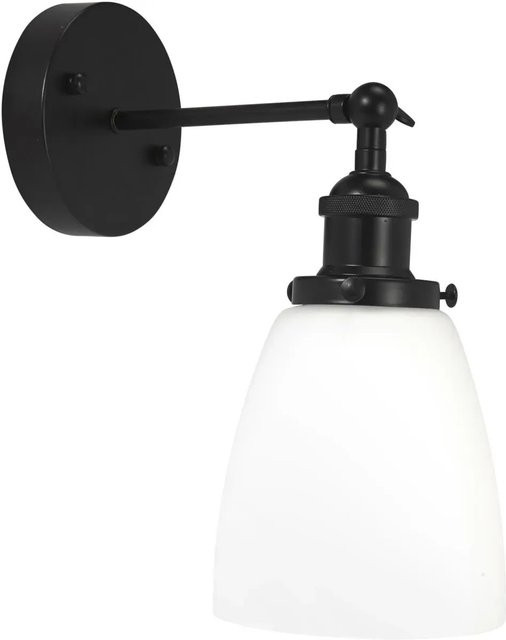 PR Home Kappa Wandleuchte in Schwarz mit Opalglas, E27, IP23, B/T/H: 14 x 25 x 30 cm - Bild 1