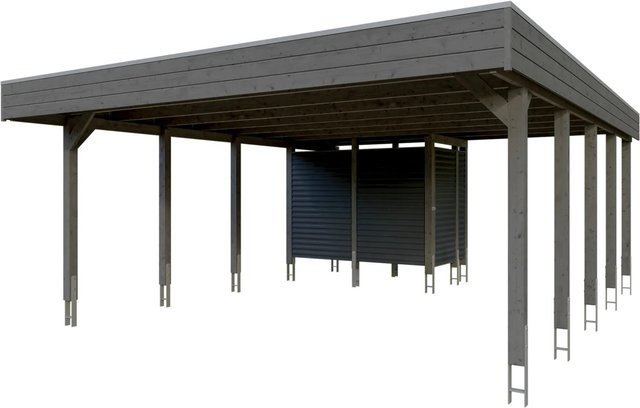 Skan Holz Doppelcarport Friesland Set 14 mit Abstellraum Schiefergrau B: 557 cm, T: 708 cm - Bild 1