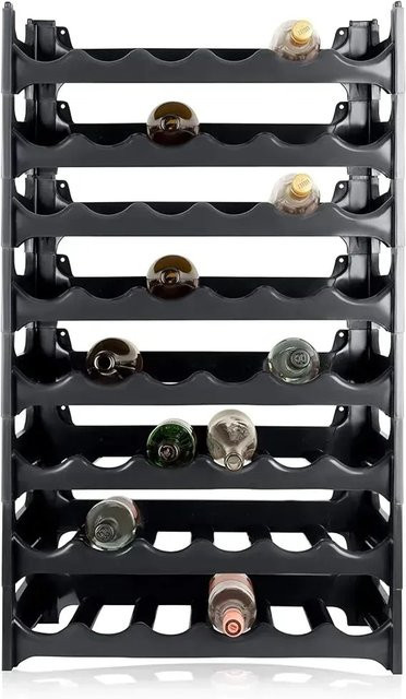 PROREGAL CURVA Weinregal mit 8 Ebenen für 48 Flaschen, Schwarz, H x B x T: 96 x 60 x 30 cm - Bild 1
