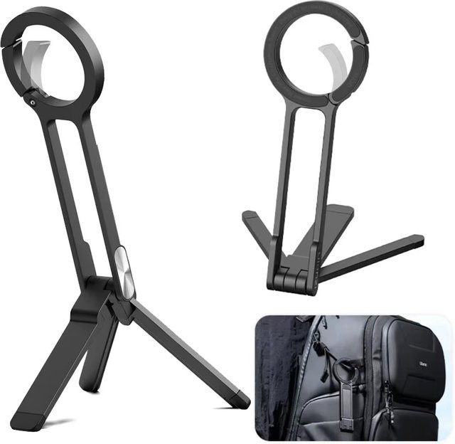 Ojeleye Magnetische Handy Stativ Halterung mit Karabiner und Dual-seitigem Griff in Schwarz für iPhone 14 15 16 17 Pro Max - Bild 1