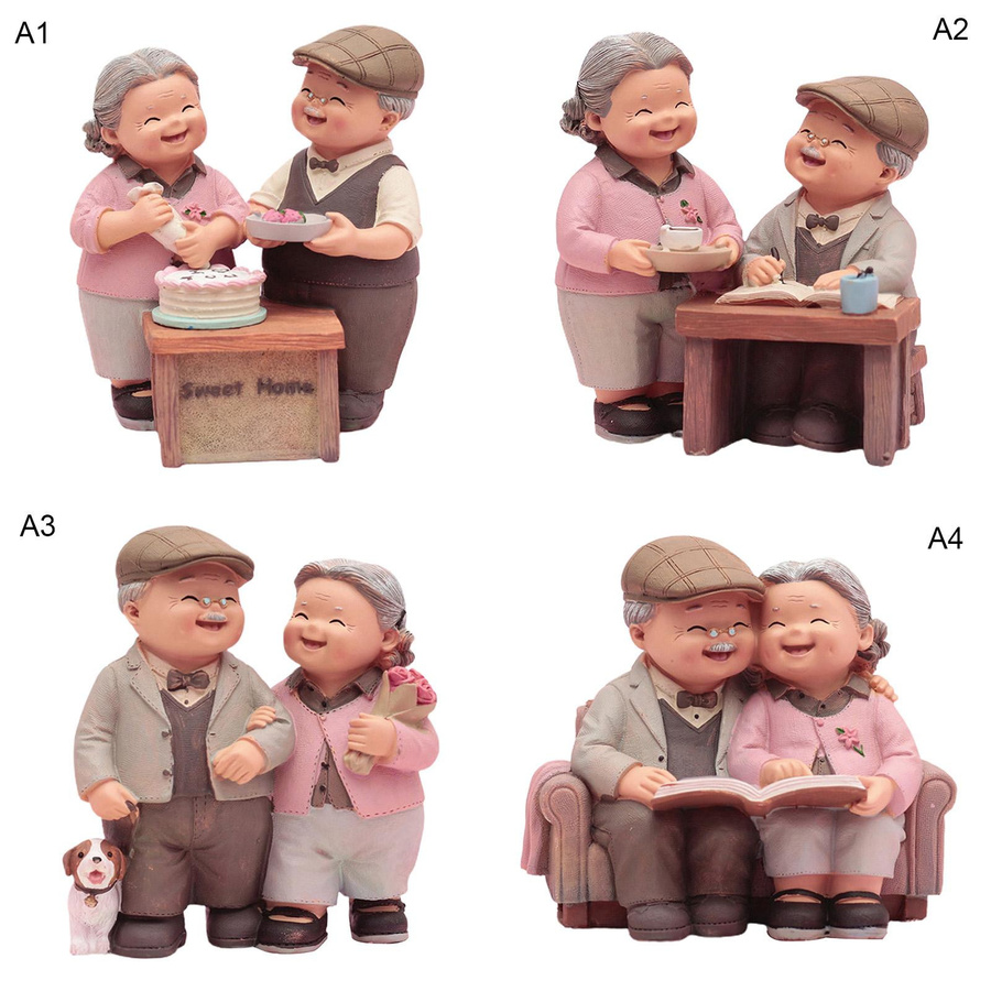 OutsideWorld Paar Figurine Glückliches älteres Ehepaar als Harz-Statue für Hochzeit und Home Decor, B/T/H: 9,5 x 11,5 x 13,5 cm - Bild 2