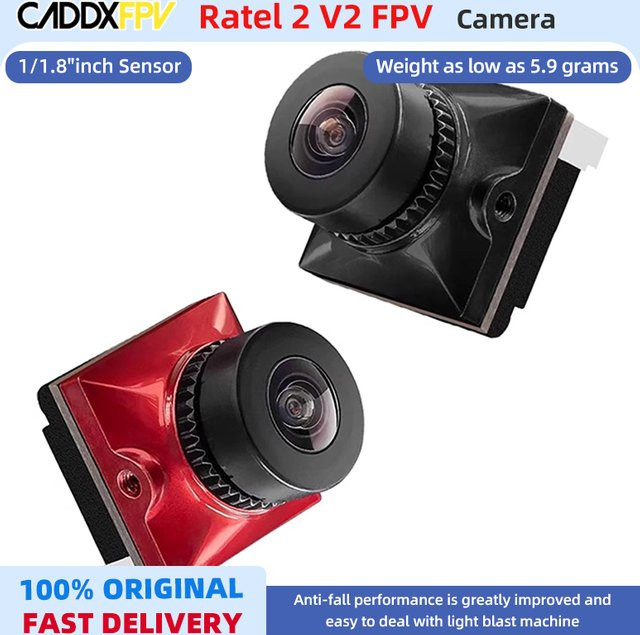 Caddx Ratel 2 V2 FPV Kamera mit 2,1mm Objektiv, 1200TVL und umschaltbarem NTSC/PAL Format für FPV Racing Drones, Schwarz - Bild 1