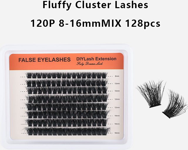 HBZGTLAD 8 Reihen 5D Flauschige Cluster Wimpern, Black, Unisex - Bild 1