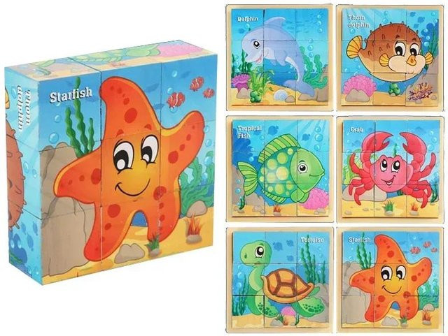 3D-Würfel Holzpuzzle, 9-teiliges Set, ab 3 Jahren - Bild 1