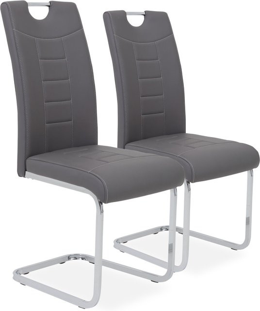 2er Set Freischwinger Ruby Hela in Grau aus Kunstleder B/H/T: 44 x 103 x 60 cm - Bild 1