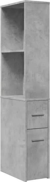 vidaXL Badschrank schmal mit Rollen in Betongrau aus Holzwerkstoff, H x B x T: 135 x 41 x 22 cm - Bild 1