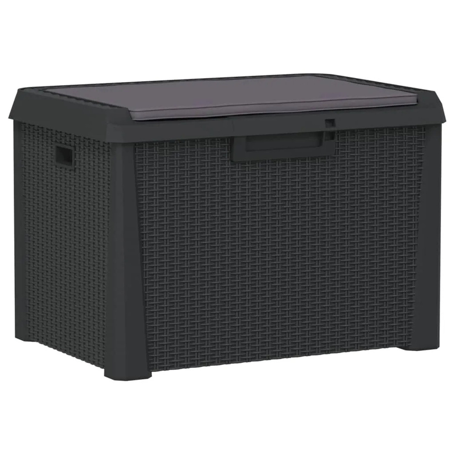 vidaXL Gartentruhe mit Sitzkissen in Anthrazit aus Kunststoff mit 125 l Volumen - Bild 2