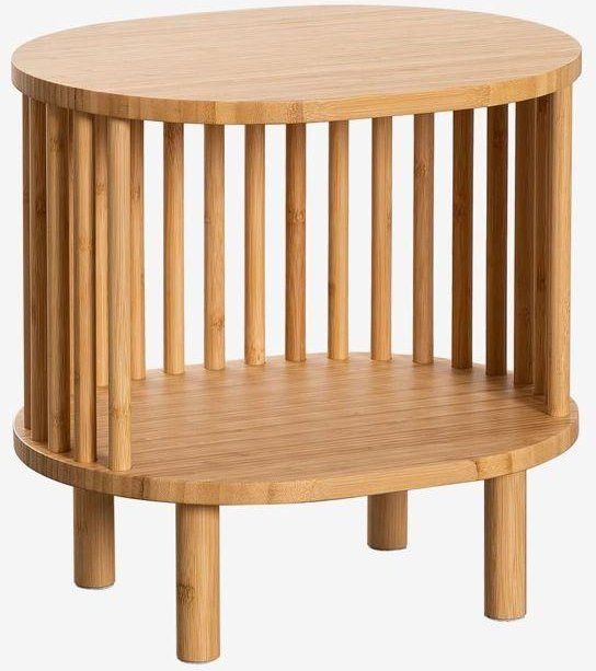 Runder Beistelltisch aus natürlichem Bambus von Motea.com im skandinavischen Design, Durchmesser: 41,5 cm, Höhe: 40 cm - Bild 1