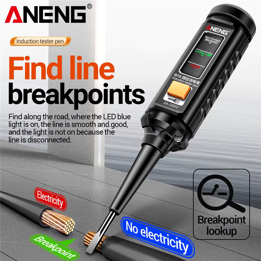 ANENG B15 Induktions-Spannungsprüfer mit Farbanzeige und Licht in Schwarz - Bild 2
