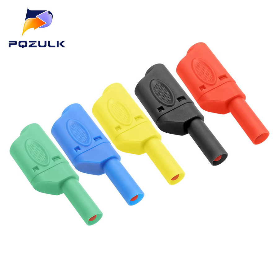 Gelber Bananenstecker 4 mm vernickelt und stapelbar, isolierter Kupfer-Sicherheitsstecker 32 A - Bild 2