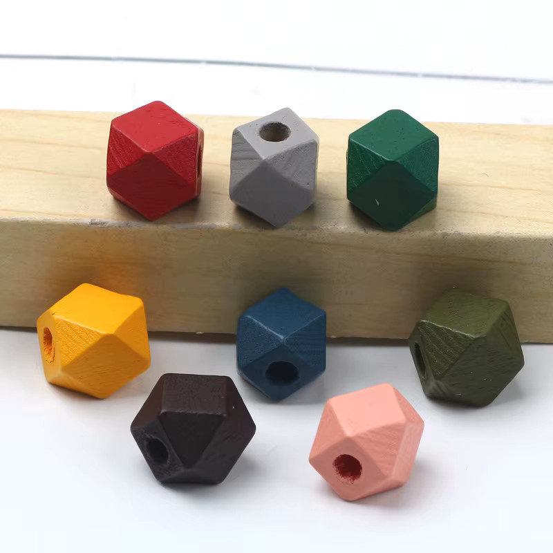 Laudsong Holzperlen, achteckige geometrische Würfel, gemischte Farben - Bild 5