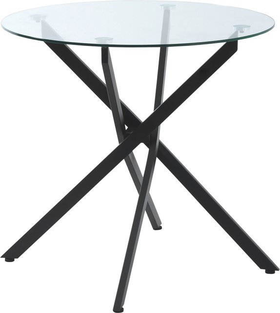 HOMCOM Couchtisch rund aus Glas und Metall in Schwarz, moderner Beistelltisch mit Sicherheitsglas, Durchmesser: 80 cm, Höhe: 75 cm - Bild 1