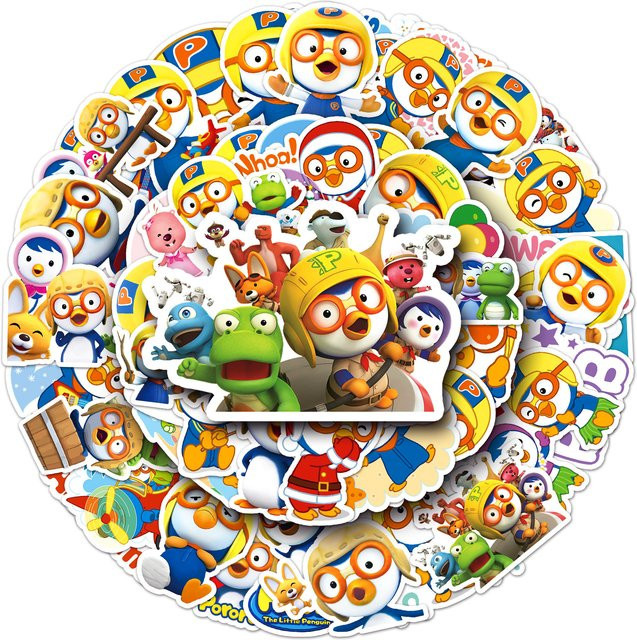 Bandai Pororo Animierte Cartoon-Tiere Aufkleber, 50-teiliges Set - Bild 1