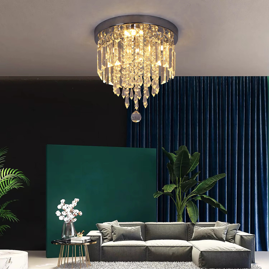 VETRULUS Kristall Kronleuchter Moderne LED Deckenlampe in Transparent mit Warmweißem Licht für Wohnzimmer und Schlafzimmer - Bild 5