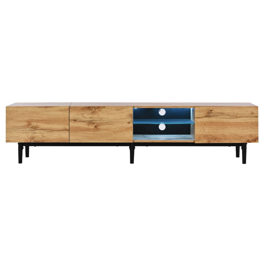 okwish TV Schrank mit LED Licht in Natur und Holzmaserung für deinen Wohnbereich, B/T/H: 175 x 41 x 31 cm - Bild 2