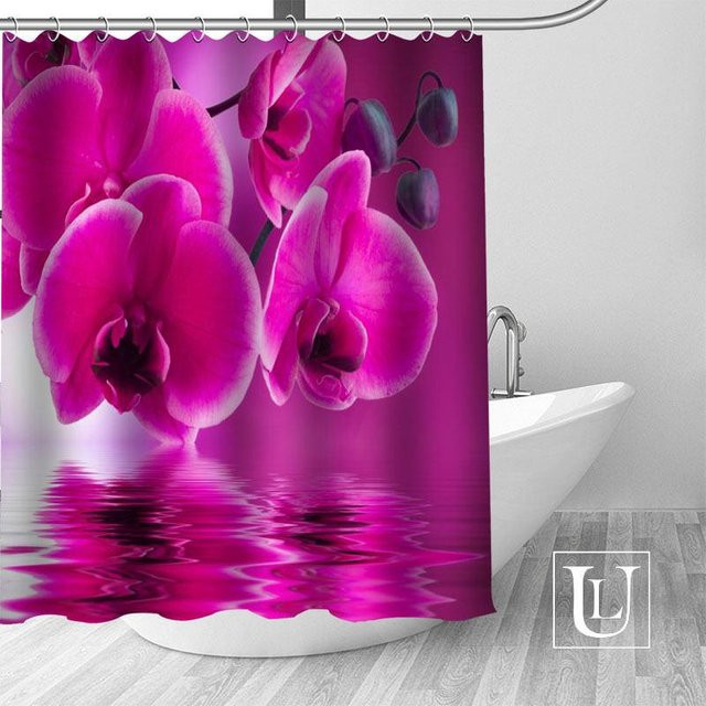 Baifenbai Home Furnishing Duschvorhang mit Orchideenblüten in Pink, wasserdichter Polyester-Duschvorhang, B/H: 165 x 180 cm - Bild 1