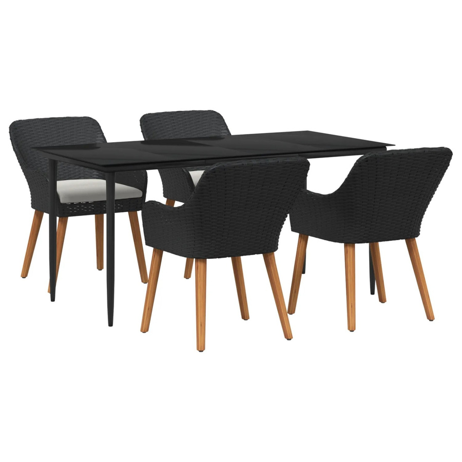 vidaXL 5-teiliges Garten-Dining-Set aus Poly-Rattan und Stahl in Schwarz - Bild 2