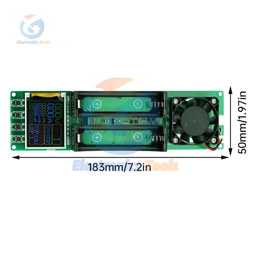 Aideepen 2-Kanal Digitaler 18650 Lithium-Batterie-Kapazitätstester mit Typ-C-Schnittstelle in Grün - Bild 6