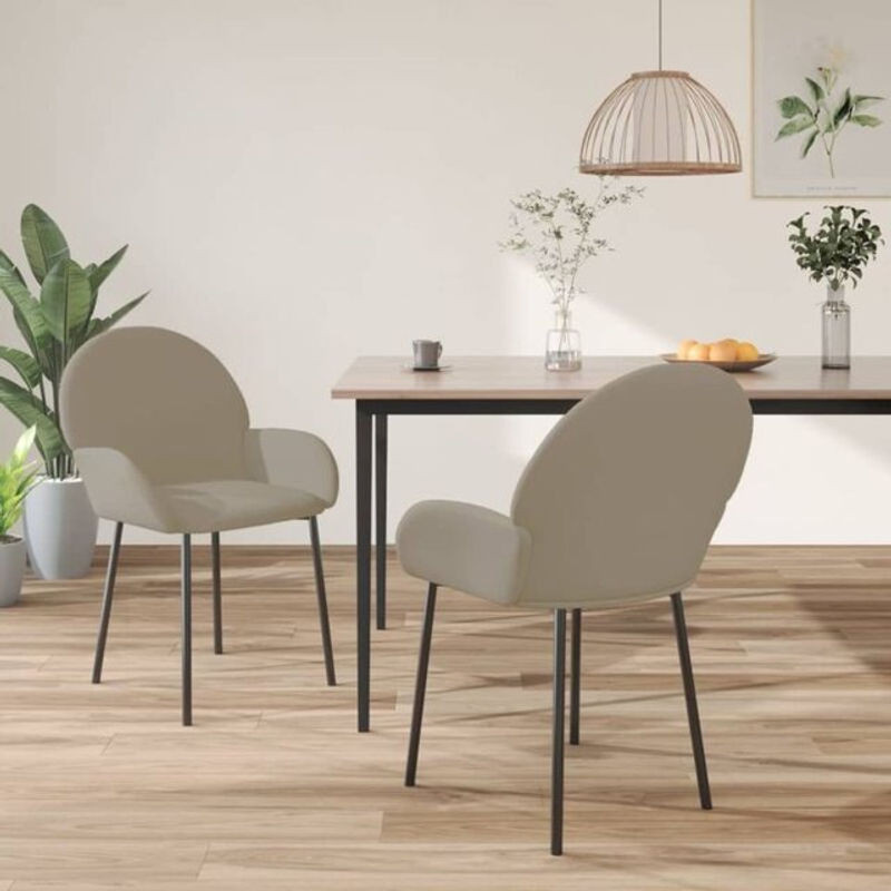 Set aus 2 Esszimmerstühlen von Vidaxl in Grau mit Samtbezug und Armlehnen im modernen Design - Bild 1