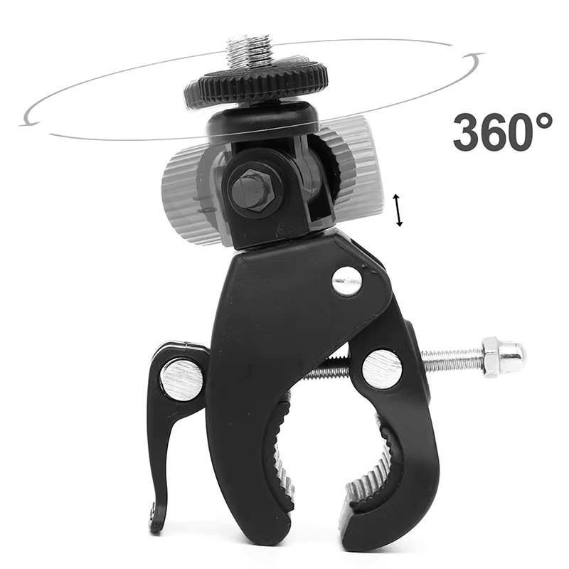 GoPro 360-Grad-Lenkerklemme mit 1/4-Zoll-Schraubadapter in Schwarz für Fahrrad und Outdoor-Aufnahmen - Bild 2