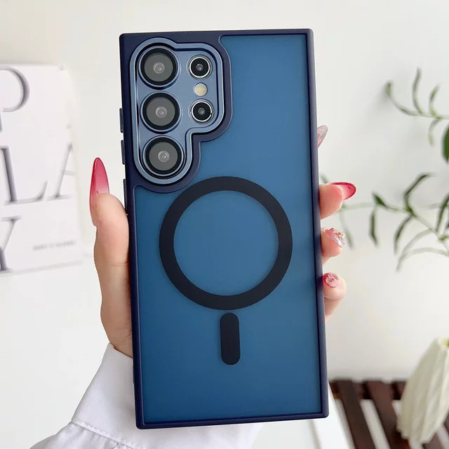 Magnetische Stoßfeste Handyhülle mit Linsenschutz für Samsung Galaxy S26 S25 S24 S23 FE S22 Ultra Plus A56 A36 A26 A16 A06 in Transparent und Grau - Bild 1