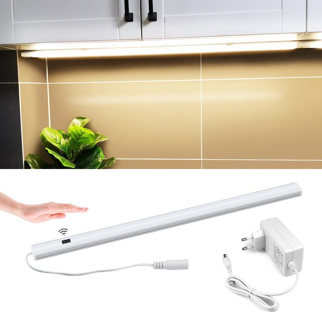 CHNAITEKE LED Bar Licht mit Handscan Sensor aus Aluminium in Weiß für Küchenschrankbeleuchtung, DC12V mit 3 Farbtemperaturen - Bild 1