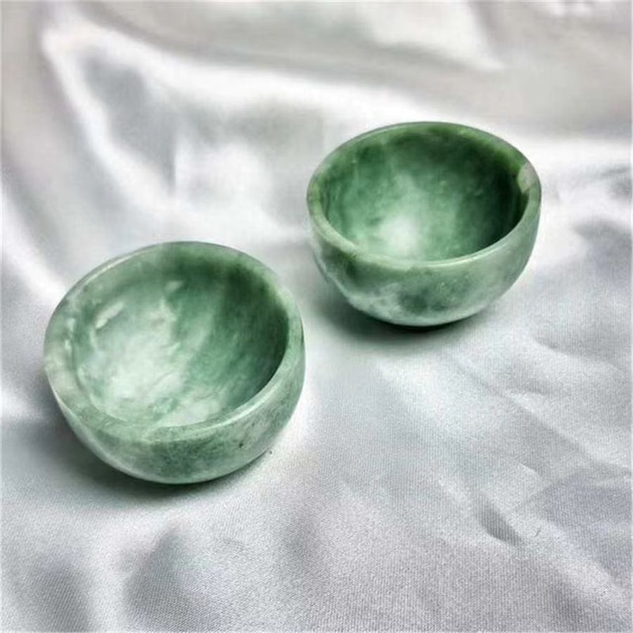 Grüne Jade Kristallschale von Sisterstone, runde Edelsteinschale für deine Dekoration, Durchmesser: 5 cm - Bild 2