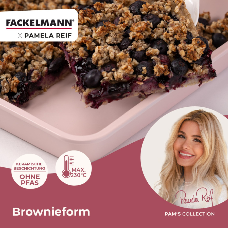 Fackelmann Pamela Reif Brownie Backform quadratisch, Pink, B/T: 23 x 23 cm - Bild 2