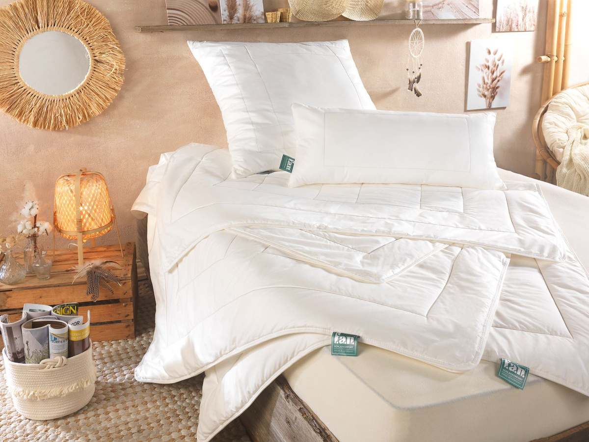 f.a.n. Frankenstolz Duo-Steppbett African Cotton Winter Bettdecke aus Baumwolle und Lyocell, Farbe: Weiß, B/T: 155 x 220 cm - Bild 1